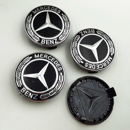 Mercedes Benz Wheel Center Caps 75mm Black 4pcs