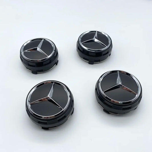 Mercedes Benz Center Caps 75mm Black 4Pcs