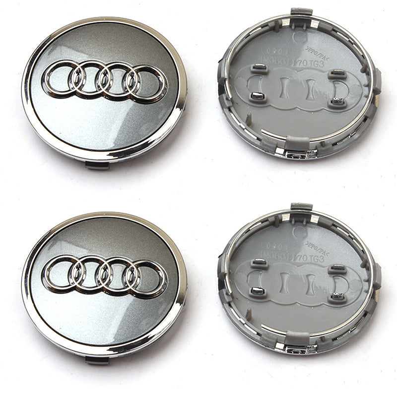 Audi Wheel Center Caps 61mm Black/Grey 4Pcs