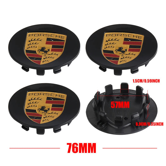 Porsche Center Caps 76mm Black 4Pcs